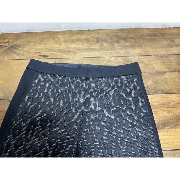 Trina Turk Women Leopard Black Dress Pants Straight Leg Wool Blend Career SZ 4 - Picture 3 of 10